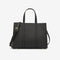 Black Leather Tote Bag with Dual Long Straps