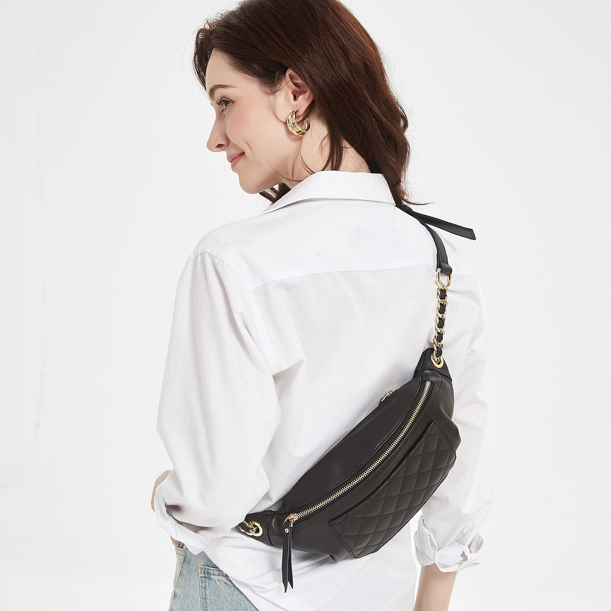 Black Leather Bum Bag / Fanny Pack