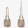 Leather Bucket Bag with Top Handle & 2 Straps