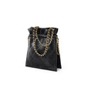 Leather Drawstring Bag with Chain Strap