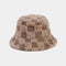 Checkered Faux Fur Bucket Hat