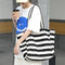 Large Canvas Shoulder Bag - Wide-striped