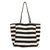 Large Canvas Shoulder Bag - Wide-striped