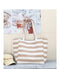 Large Canvas Shoulder Bag - Wide-striped