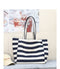 Large Canvas Shoulder Bag - Wide-striped