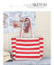 Large Canvas Shoulder Bag - Wide-striped