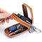 2-Pouches Leather Car Key Case with Keychain