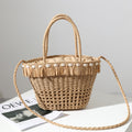 Straw Beach Bag with Shell & Fringe