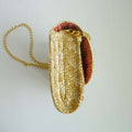 Straw Crossbody Purse with Embroidered Cherry