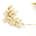 Metal Leaf Headband in Gold with Pearl