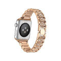 Stainless Steel Apple Watch Band Covered with Diamond -Rose Gold