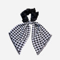 Black & White Houndstooth Print Bow Scrunchie, 2 pack