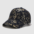 Baseball Cap with Gold Foil Floral Pattern