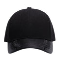 Black Cavas Snapback Cap with Leather Brim