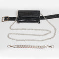 Black Belt Bag with Double Chain Strap - Croc