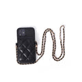 Quilted Leather Crossbody Wallet iPhone Case