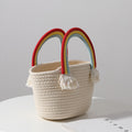 Small Cotton Woven Bag with Rainbow Handle & Fringe