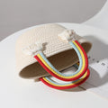 Small Cotton Woven Bag with Rainbow Handle & Fringe
