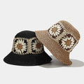 Hand Crochet Granny Square Straw Hat