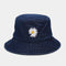 Denim Bucket Hat with Embroidered Daisy