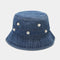 Denim Bucket Hat with Pearl Decor