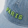 Denim Baseball Cap with Embroidered Paris