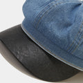 Denim Newsboy Hat with Leather Brim