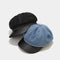 Denim Newsboy Hat with Leather Brim