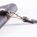 Real Leather eyeglasses Case with Strap & Clips - Black