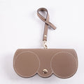 Real Leather Eyeglasses Case with Strap & Clips - Dark Khaki