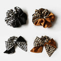 Houndstooth Hair Scrunchies with Bowknot, 4 pack