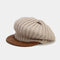 Knitted Newsboy Hat with Leather Brim