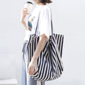 Large Striped Canvas Shoulder Bag