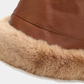 Leather Bucket Hat with Fur
