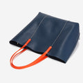 Leather Shoulder Bag with Color-block Straps