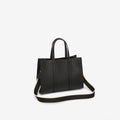Black Leather Tote Bag with Dual Long Straps