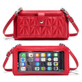 Leather Touch Screen Crossbody Phone Bag with Quilted Pocket
