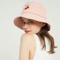 Cotton Bucket Hat with Embroidered Cherry