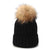Knitted Beanie with Fur Pom