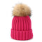 Knitted Beanie with Fur Pom