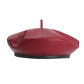 Leather Beret in Black / Red