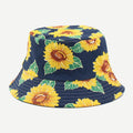 Reversible Bucket Hat with Printed Sunflowers