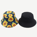 Reversible Bucket Hat with Printed Sunflowers