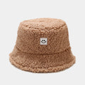 Shearling Bucket Hat with Smiley Face