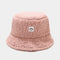 Shearling Bucket Hat with Smiley Face