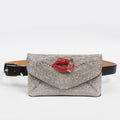 Rhinestone Belt Bag with Red Lips
