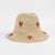 Straw Bucket Hat with Red Hearts