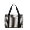 Striped Canvas Tote with Outside Pocket