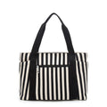 Striped Canvas Tote with Outside Pocket