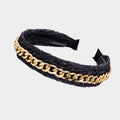 Woven Straw Headband with Chain